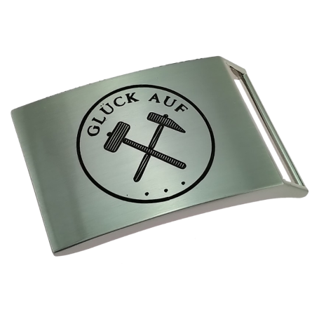 Gürtelschnalle mit Motivgravur - Bergbau Glück Auf