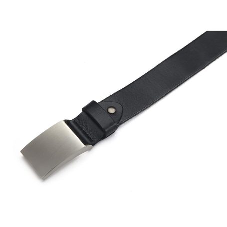 Wechselgürtel aus schwarzem Vollrindsleder mit neutraler Gürtelschnalle zur Gravur
