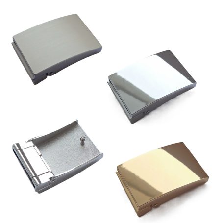 Gravurfähige Gürtelschließen in silbernen und goldenen Oberflächen